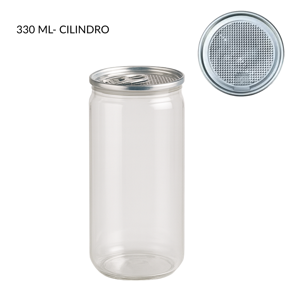 Embalagem PET 330 ml Cilíndrica com Tampa Metálica