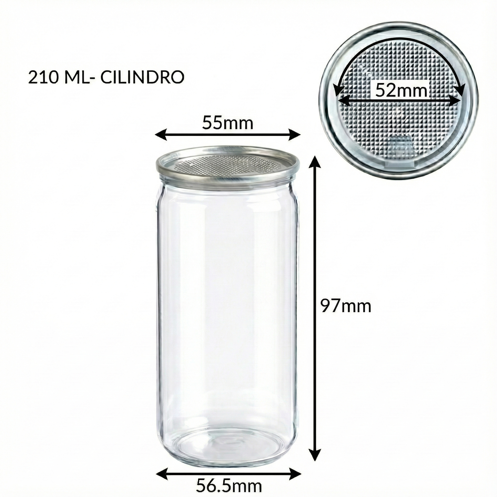 Embalagem PET 210 ml Cilíndrica com Tampa Metálica - 200 unidades