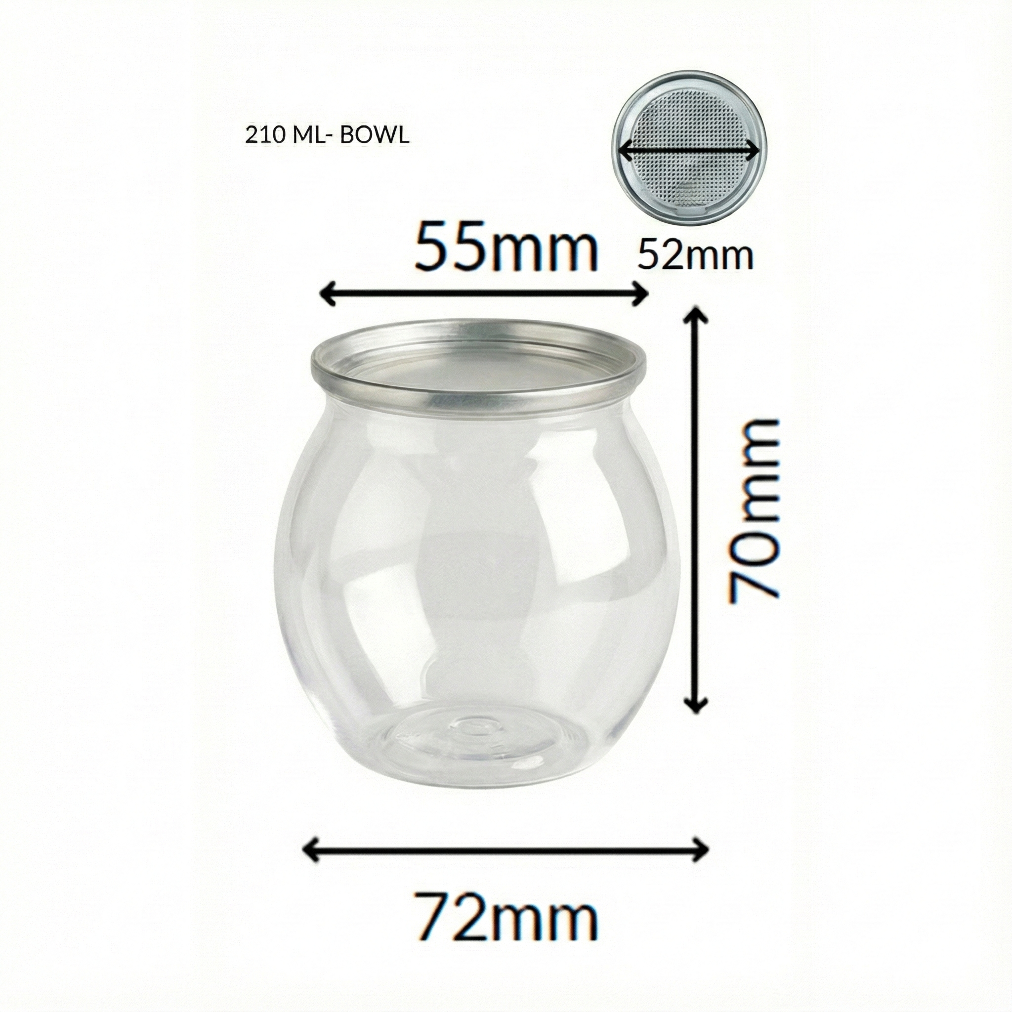 Embalagem PET 210ml bowl com Tampa Metálica - 200 UNIDADES