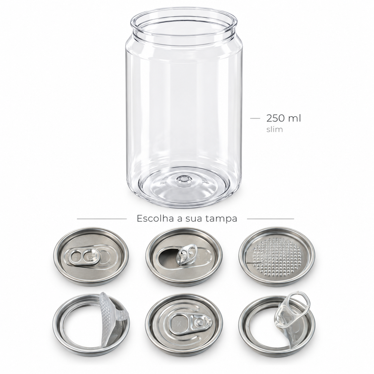 Lata PET 250 ml Slim com Tampa de Alumínio Recravável - 600 unidades