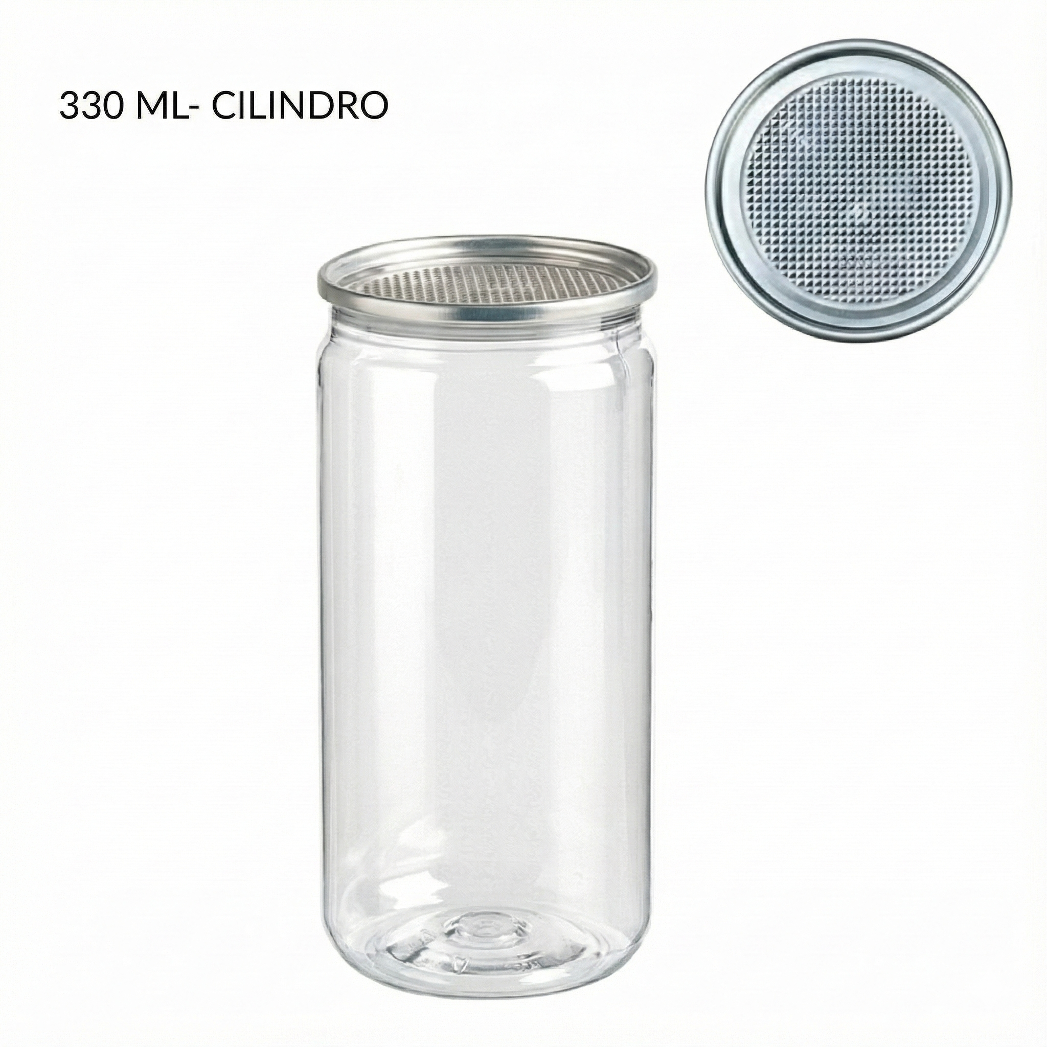 Lata PET Cilíndrica 330 ml com Tampa para Recravação – kit com 100 unidades