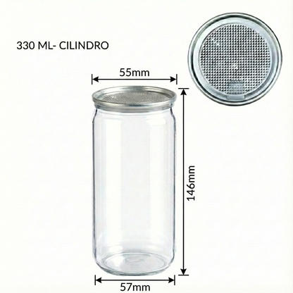 Embalagem PET 330 ml Cilíndrica com Tampa Metálica - 200 unidades