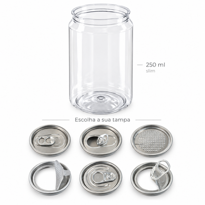 Lata PET 250 ml Slim com Tampa de Alumínio Recravável - 1000 unidades
